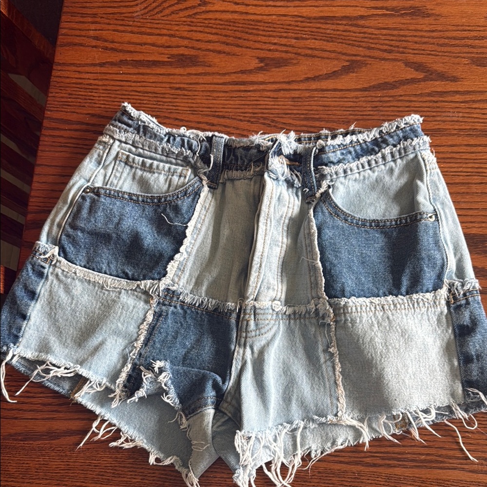 Wild Fable Blue Jean Shorts Patchwork Design